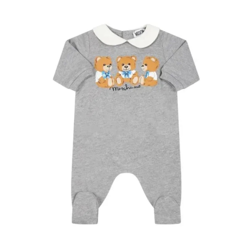 Moschino Gray and White Footies One Piece